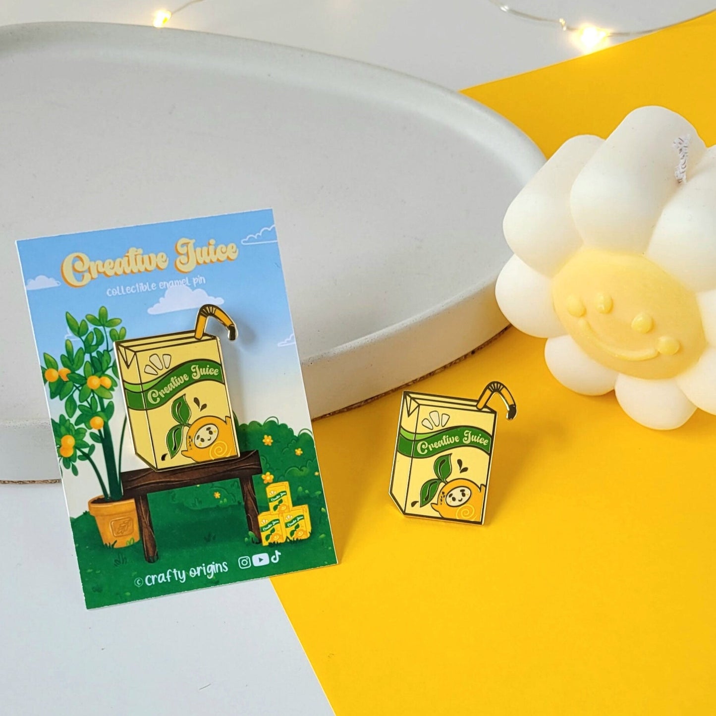Creative Juice Box Hard Enamel Pin - Cute Enamel Pin - Lapel Pin - Fruit Enamel Pin - Juice Box Pin - Orange Enamel Pin - Kawaii Enamel Pin