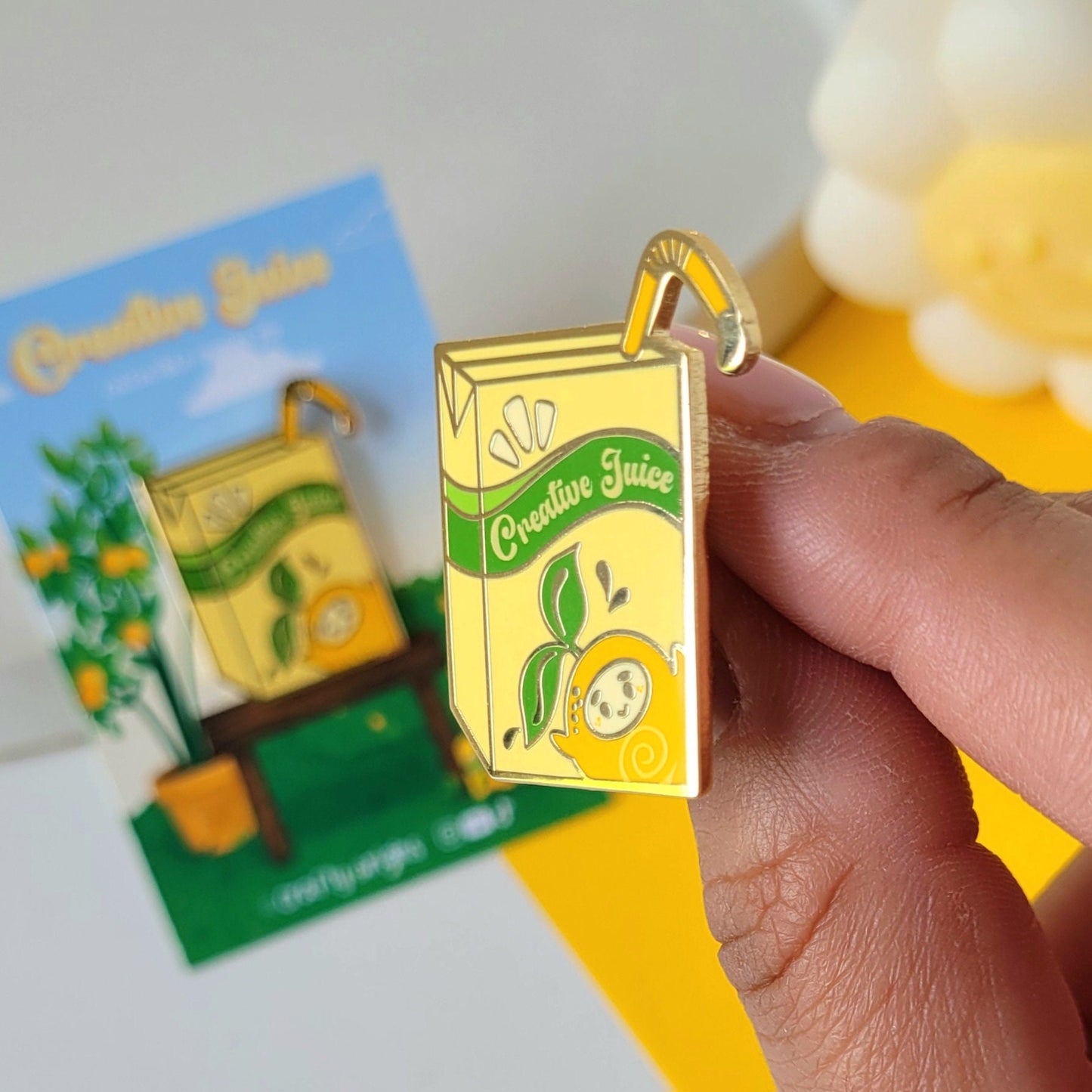 Creative Juice Box Hard Enamel Pin - Cute Enamel Pin - Lapel Pin - Fruit Enamel Pin - Juice Box Pin - Orange Enamel Pin - Kawaii Enamel Pin