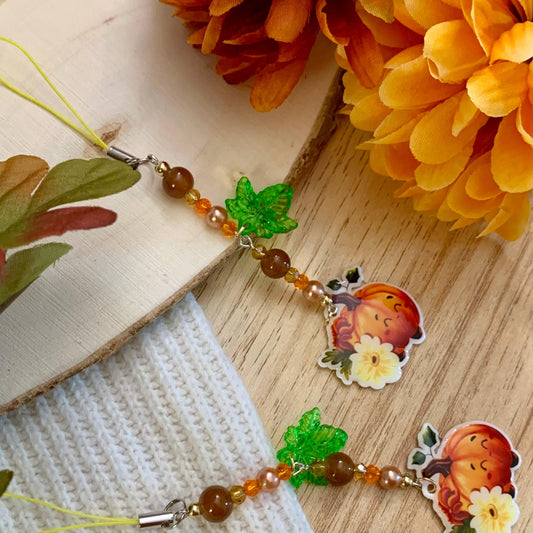 Phone Charm - Kindle accessory - Kawaii keychain - Pumpkin Keychain - Cell Phone Charm - Phone Jewelry - Phone Lanyard - Phone strap