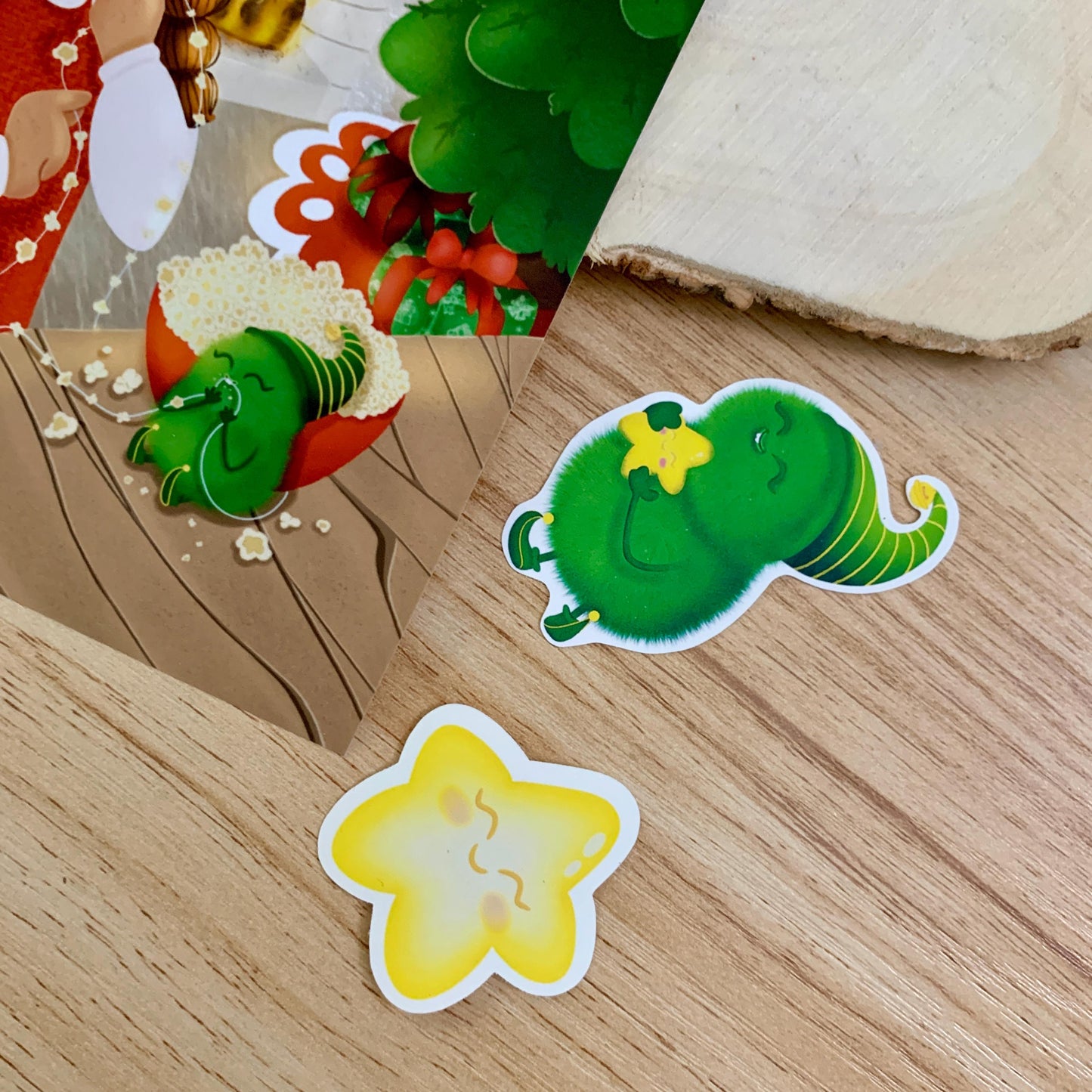 Tree Decorating Print & Sticker Bundle| Digital Art| Cute Christmas Art| Fantasy Art| Children Art| Storybook Art| Xmas Art Wall Decor