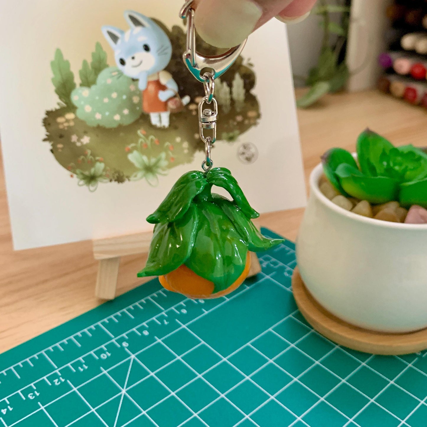 Cozy Pollen Clay Keychain - Clay Sculpture - Desk Friend - Desk Ornament - Clay Charm