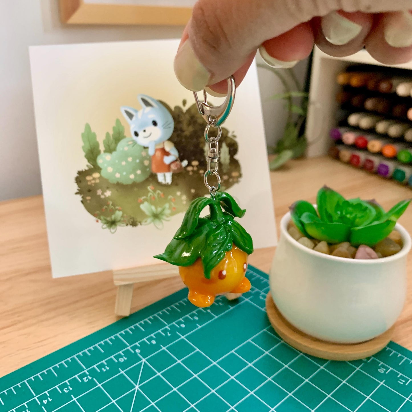 Cozy Pollen Clay Keychain - Clay Sculpture - Desk Friend - Desk Ornament - Clay Charm