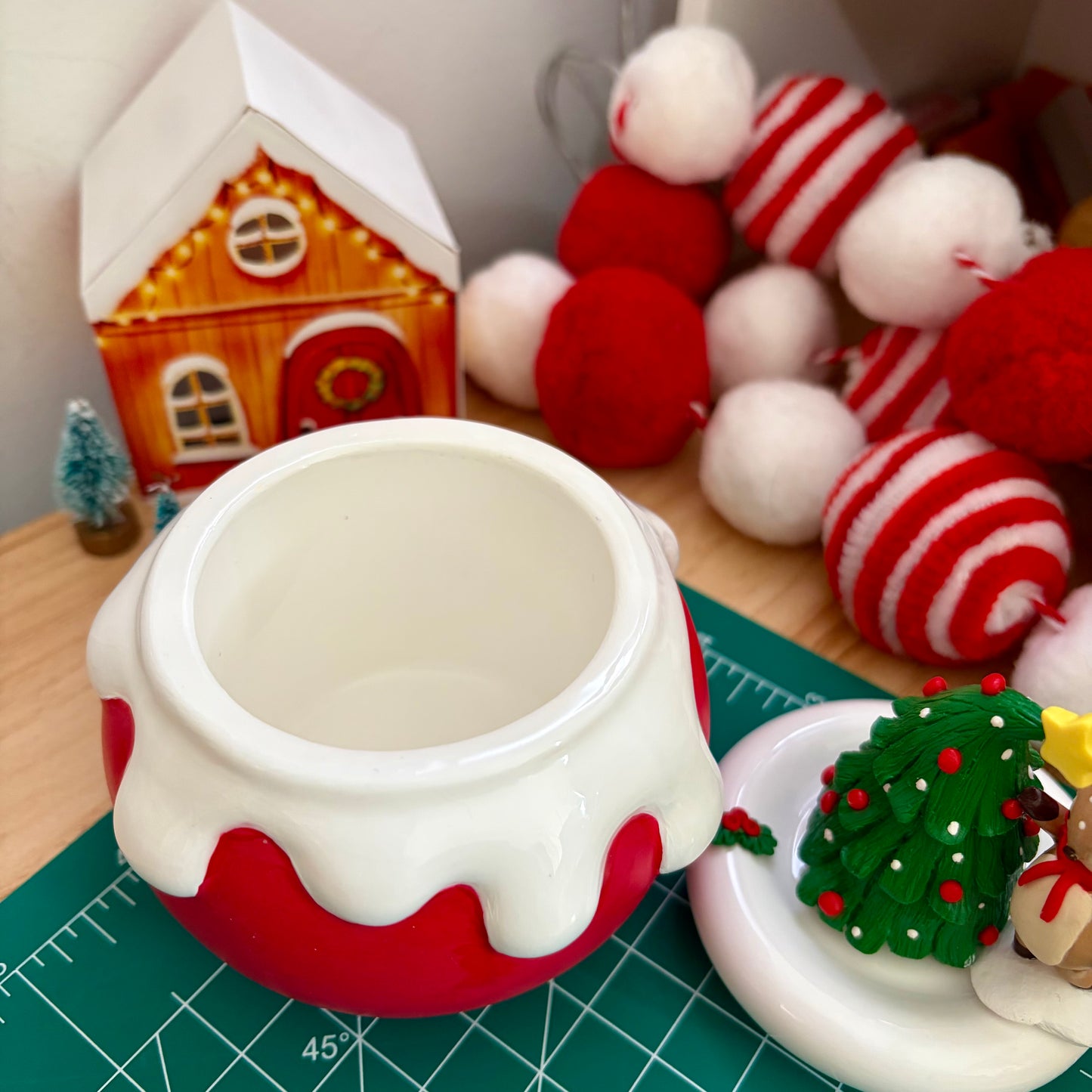 Whimsical Reindeer & Tree Honey Pot [READY TO SHIP]