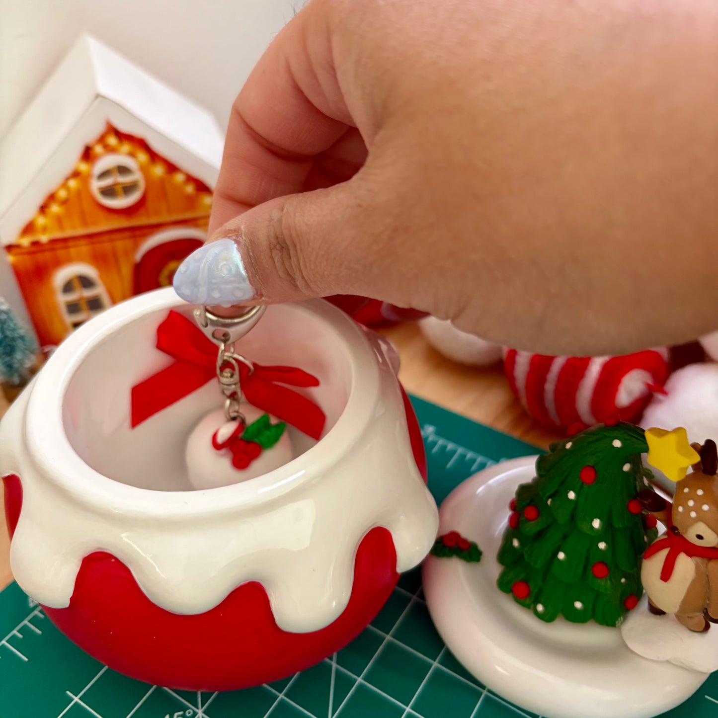 Whimsical Reindeer & Tree Honey Pot [READY TO SHIP]