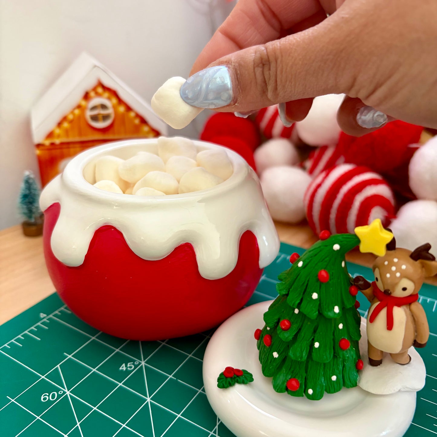 Whimsical Reindeer & Tree Honey Pot [READY TO SHIP]