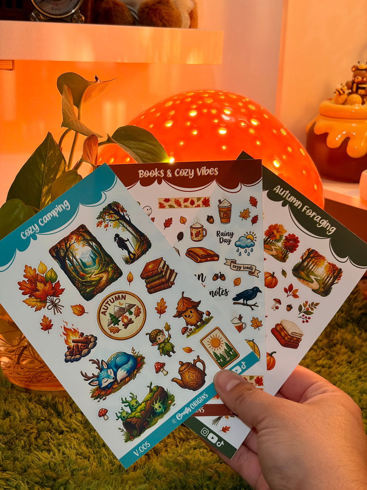 Cozy Camping, Autumn Foraging, Books & Cozy Vibes Sticker Sheet Bundle