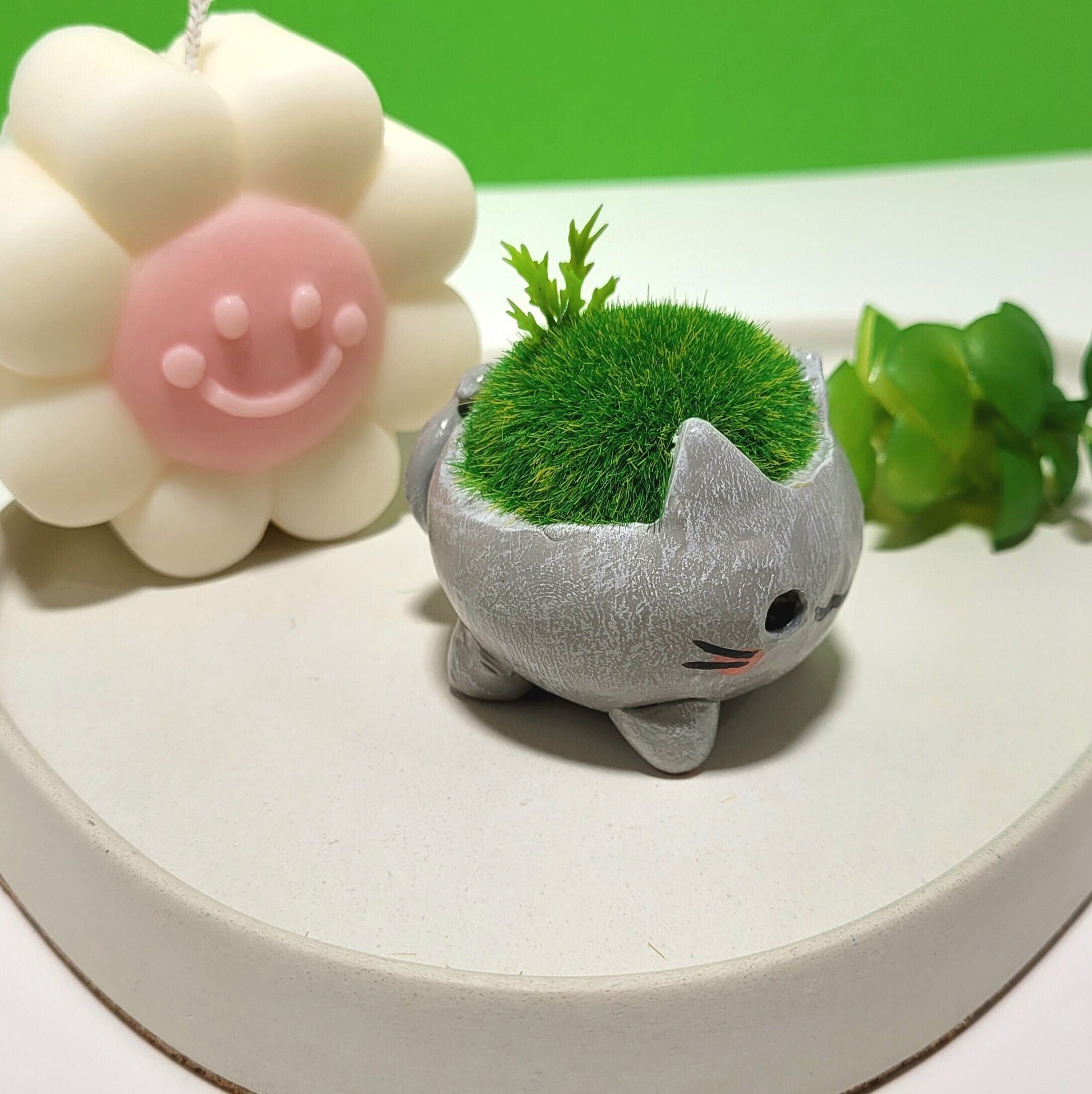 Desk Buddy - Cute Cat Figure - Plant Pal - Adopt a Rock - Clay Sculpture - Desk Friend - Desk Ornament