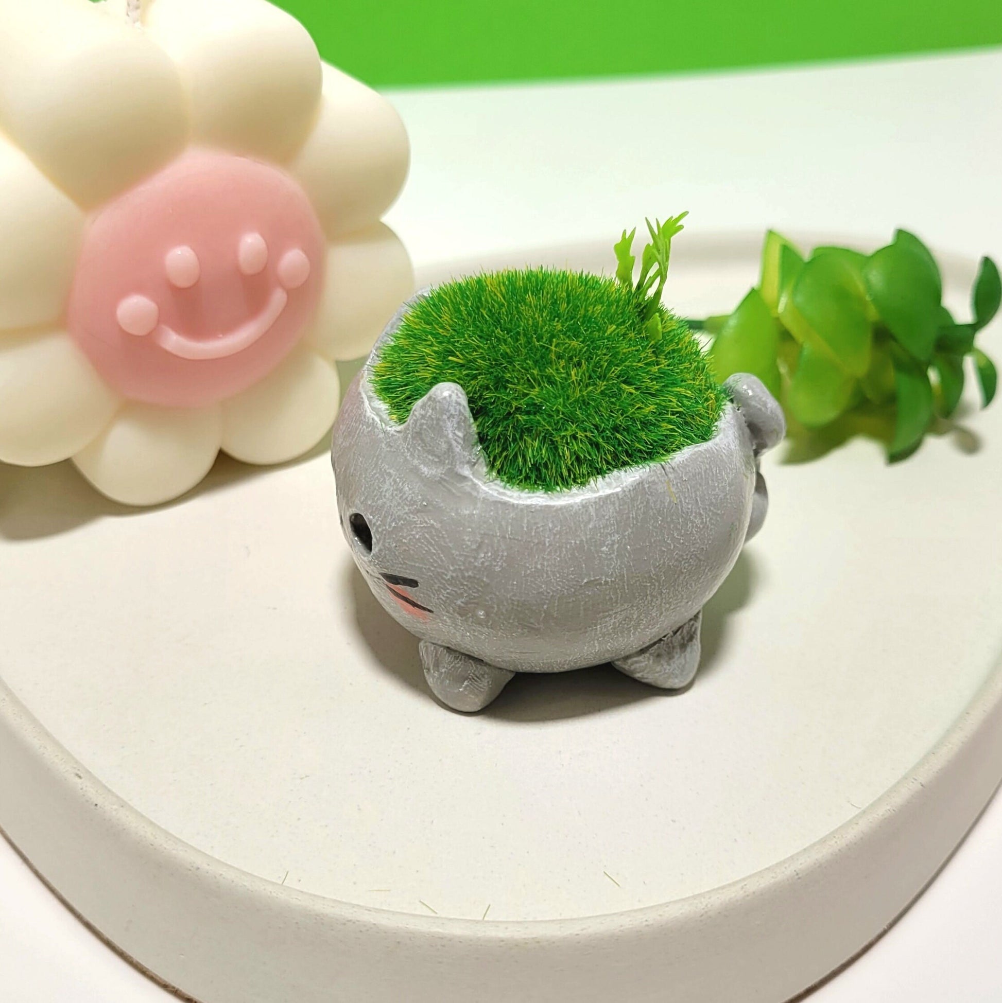 Desk Buddy - Cute Cat Figure - Plant Pal - Adopt a Rock - Clay Sculpture - Desk Friend - Desk Ornament