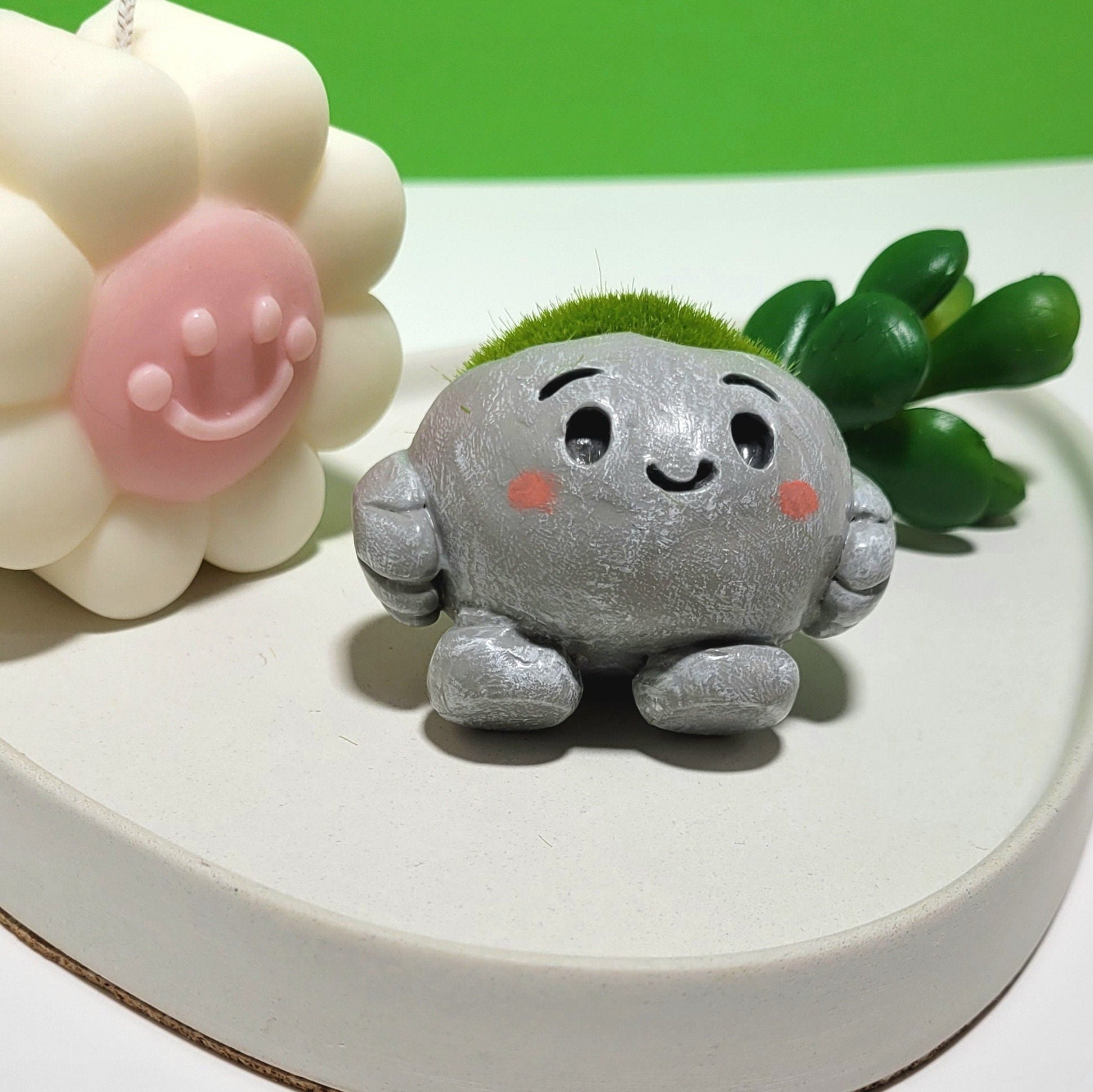 Desk Buddy - Plant Pal - Adopt a Rock - Clay Figure - Clay Sculpture - Desk Friend - Desk Ornament