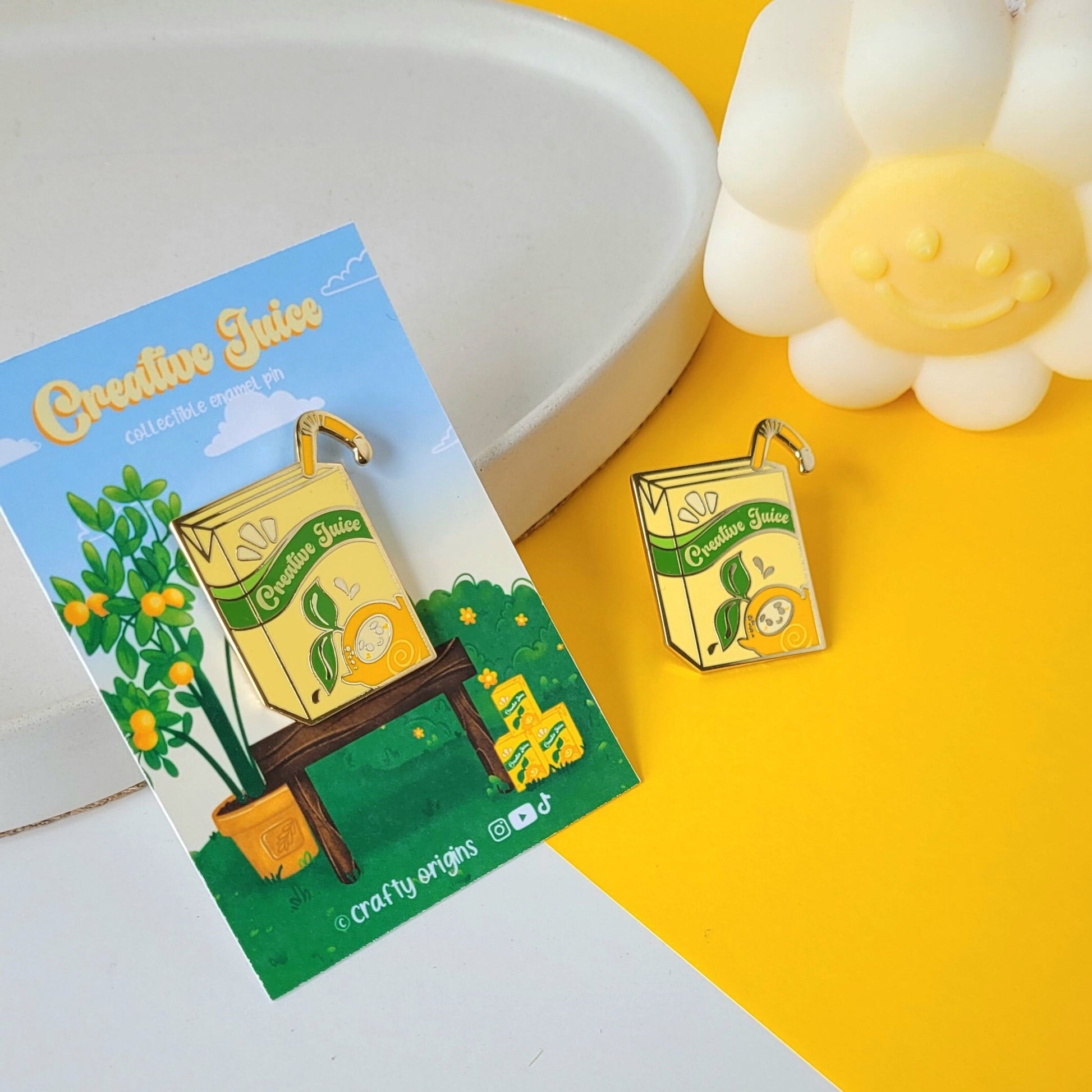 Creative Juice Box Hard Enamel Pin - Cute Enamel Pin - Lapel Pin - Fruit Enamel Pin - Juice Box Pin - Orange Enamel Pin - Kawaii Enamel Pin