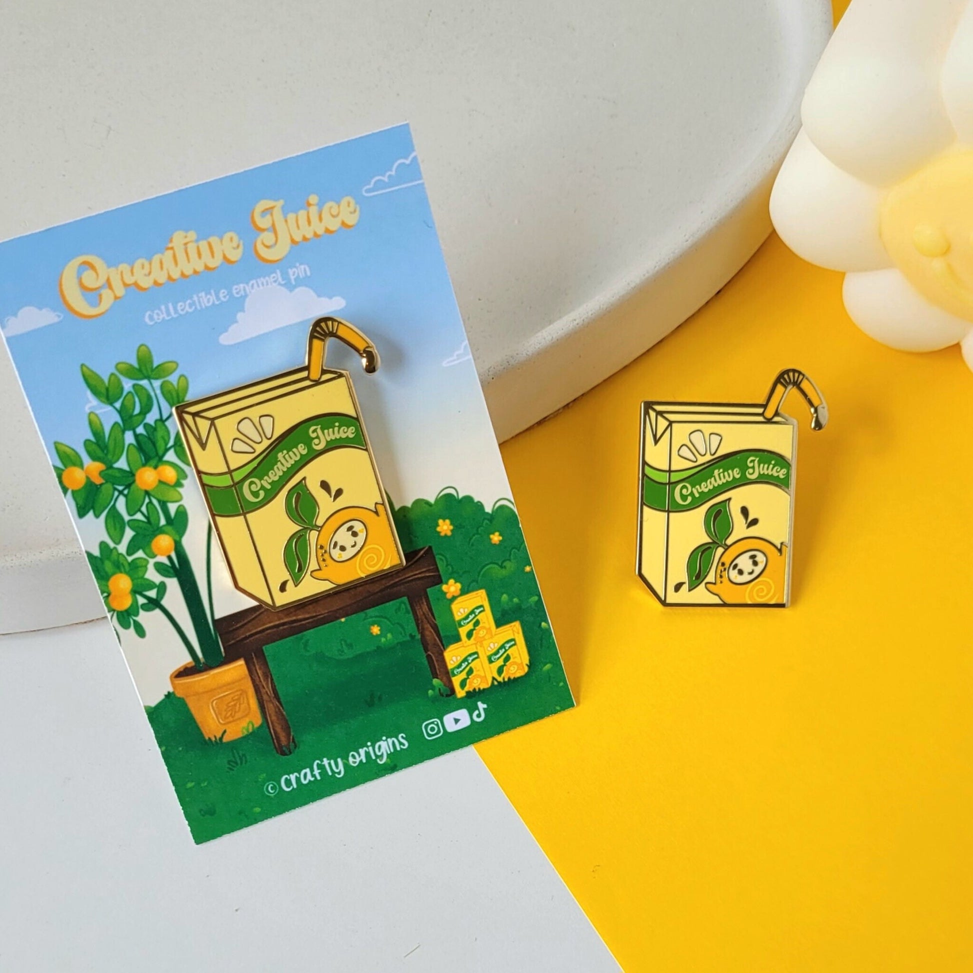 Creative Juice Box Hard Enamel Pin - Cute Enamel Pin - Lapel Pin - Fruit Enamel Pin - Juice Box Pin - Orange Enamel Pin - Kawaii Enamel Pin