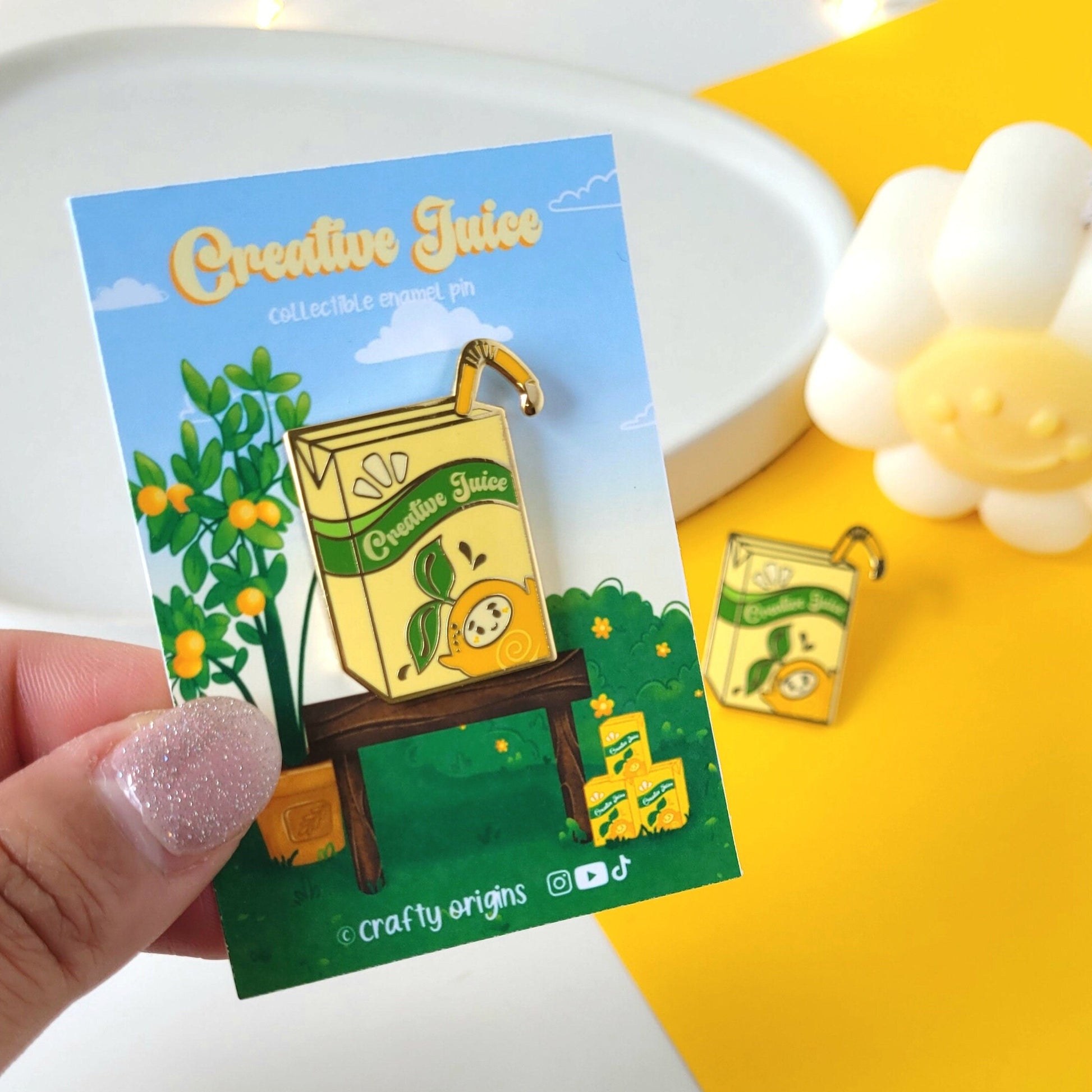 Creative Juice Box Hard Enamel Pin - Cute Enamel Pin - Lapel Pin - Fruit Enamel Pin - Juice Box Pin - Orange Enamel Pin - Kawaii Enamel Pin