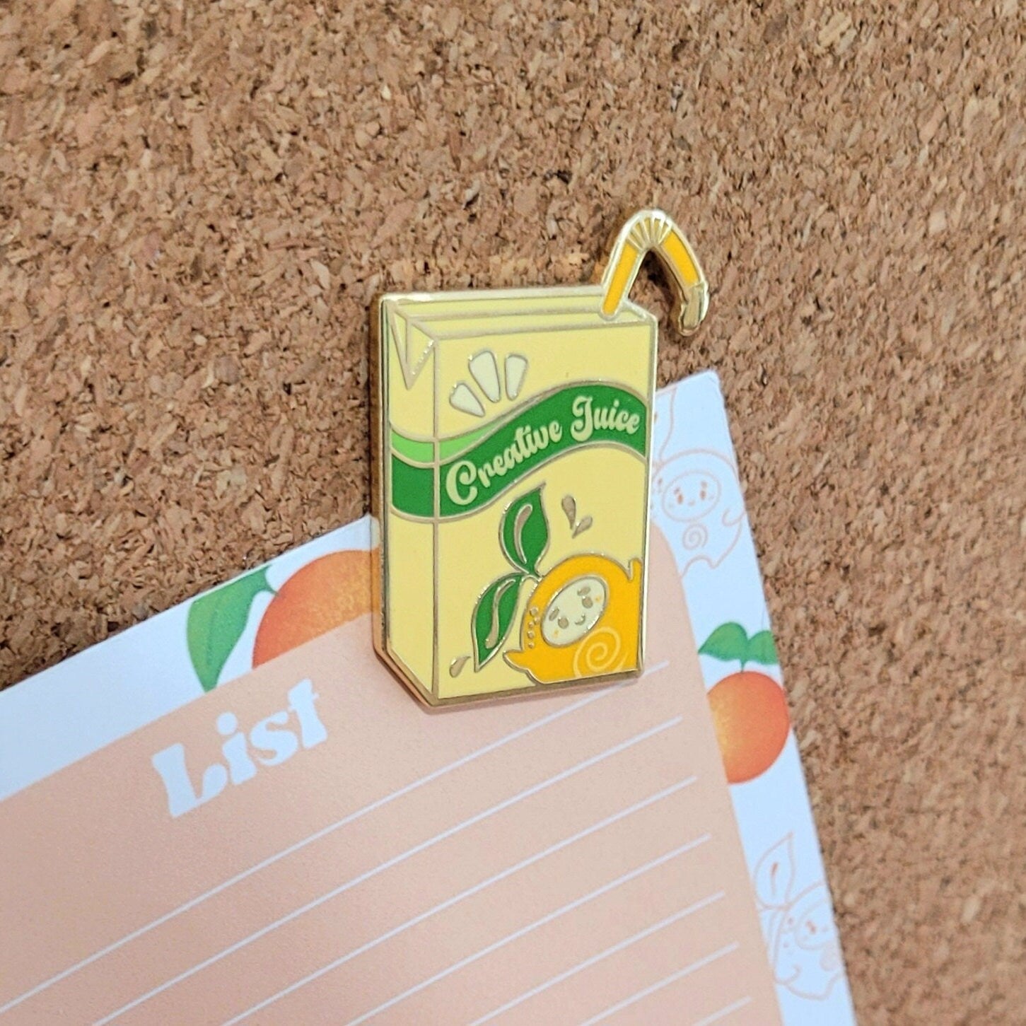 Creative Juice Box Hard Enamel Pin - Cute Enamel Pin - Lapel Pin - Fruit Enamel Pin - Juice Box Pin - Orange Enamel Pin - Kawaii Enamel Pin
