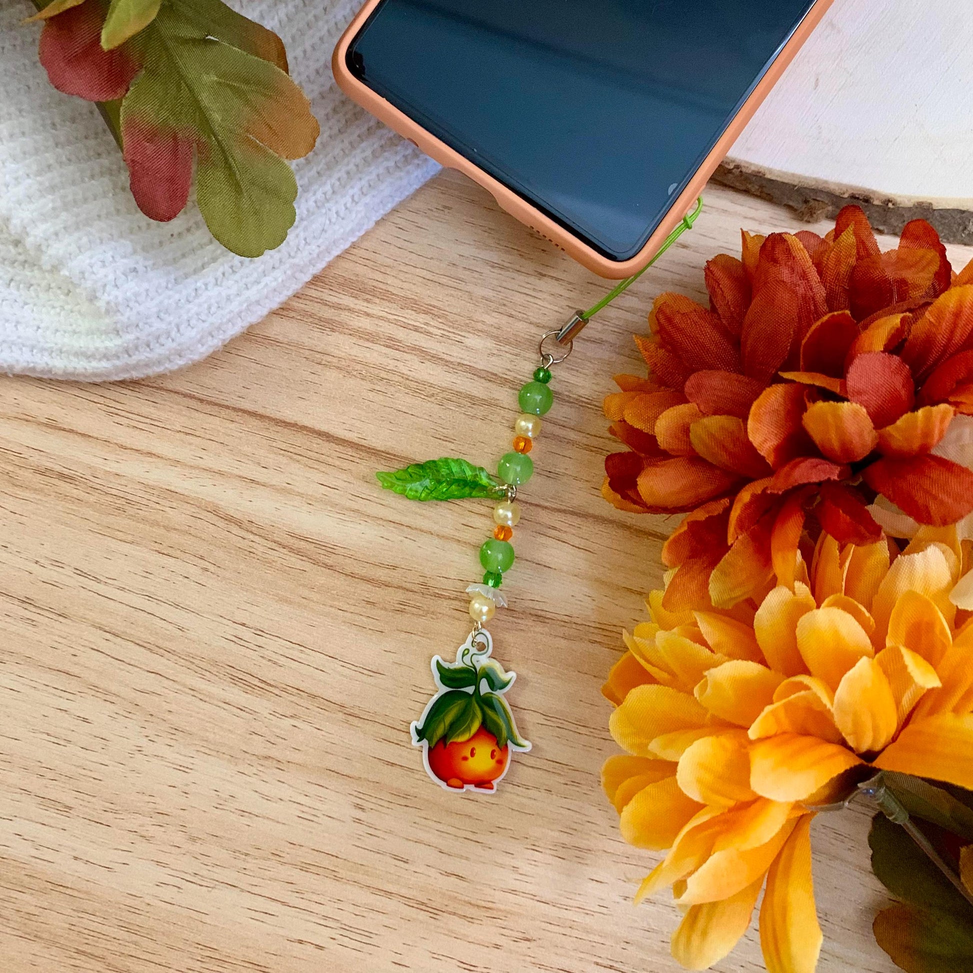 Phone Charm - Kindle accessory - Kawaii keychain - Handmade Keychain - Cell Phone Charm - Phone Jewelry - Plant charm - Phone strap