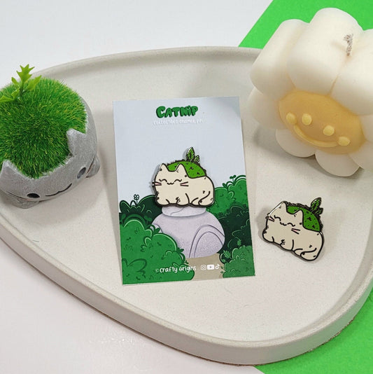 Hard Enamel Cat Plant Pin