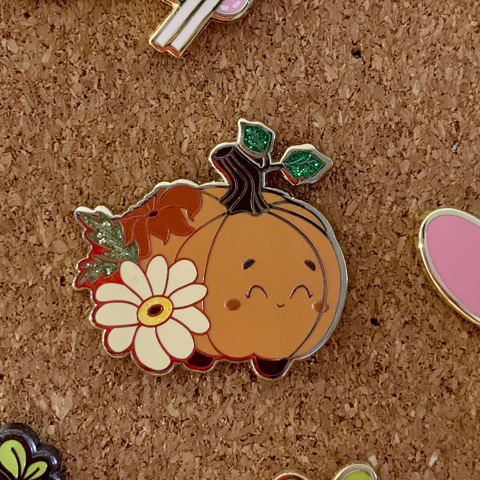 Hard Enamel Pin - Floral Pumpkin - Autumn Pin - Floral Pin - Pumpkin Pin - Collar Lapel Pin - Kawaii Backpack Pin - Forest core
