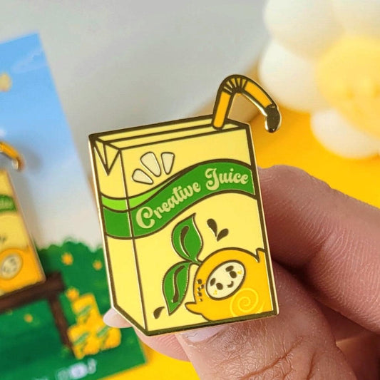 Creative Juice Box Hard Enamel Pin - Cute Enamel Pin - Lapel Pin - Fruit Enamel Pin - Juice Box Pin - Orange Enamel Pin - Kawaii Enamel Pin