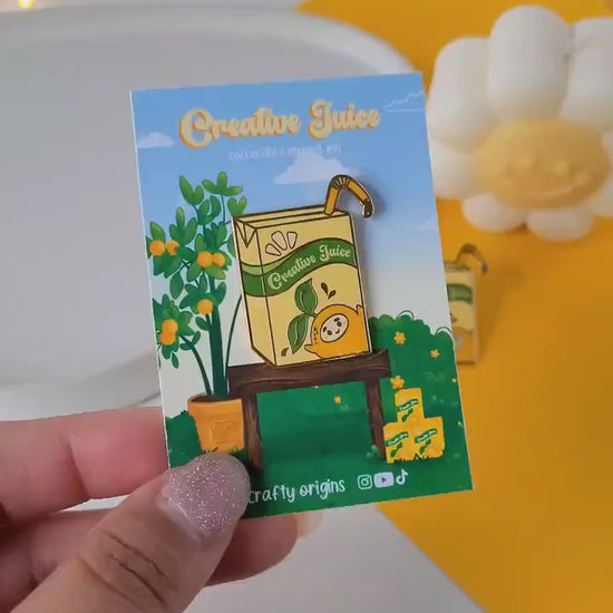 Creative Juice Box Hard Enamel Pin - Cute Enamel Pin - Lapel Pin - Fruit Enamel Pin - Juice Box Pin - Orange Enamel Pin - Kawaii Enamel Pin