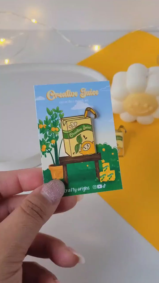 Creative Juice Box Hard Enamel Pin - Cute Enamel Pin - Lapel Pin - Fruit Enamel Pin - Juice Box Pin - Orange Enamel Pin - Kawaii Enamel Pin